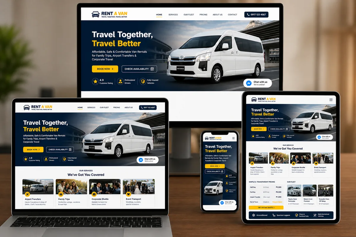 Rent A Van Landing Page